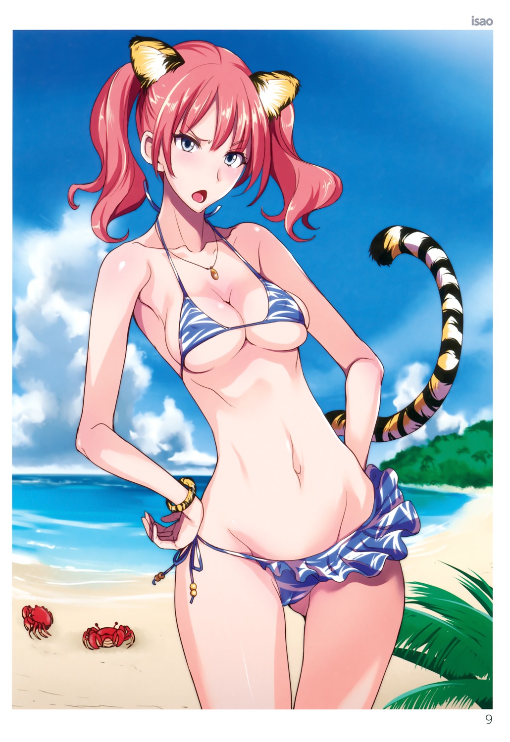 animal_ears bikini cleavage erect_nipples isao swimsuits tail toranoana underboob