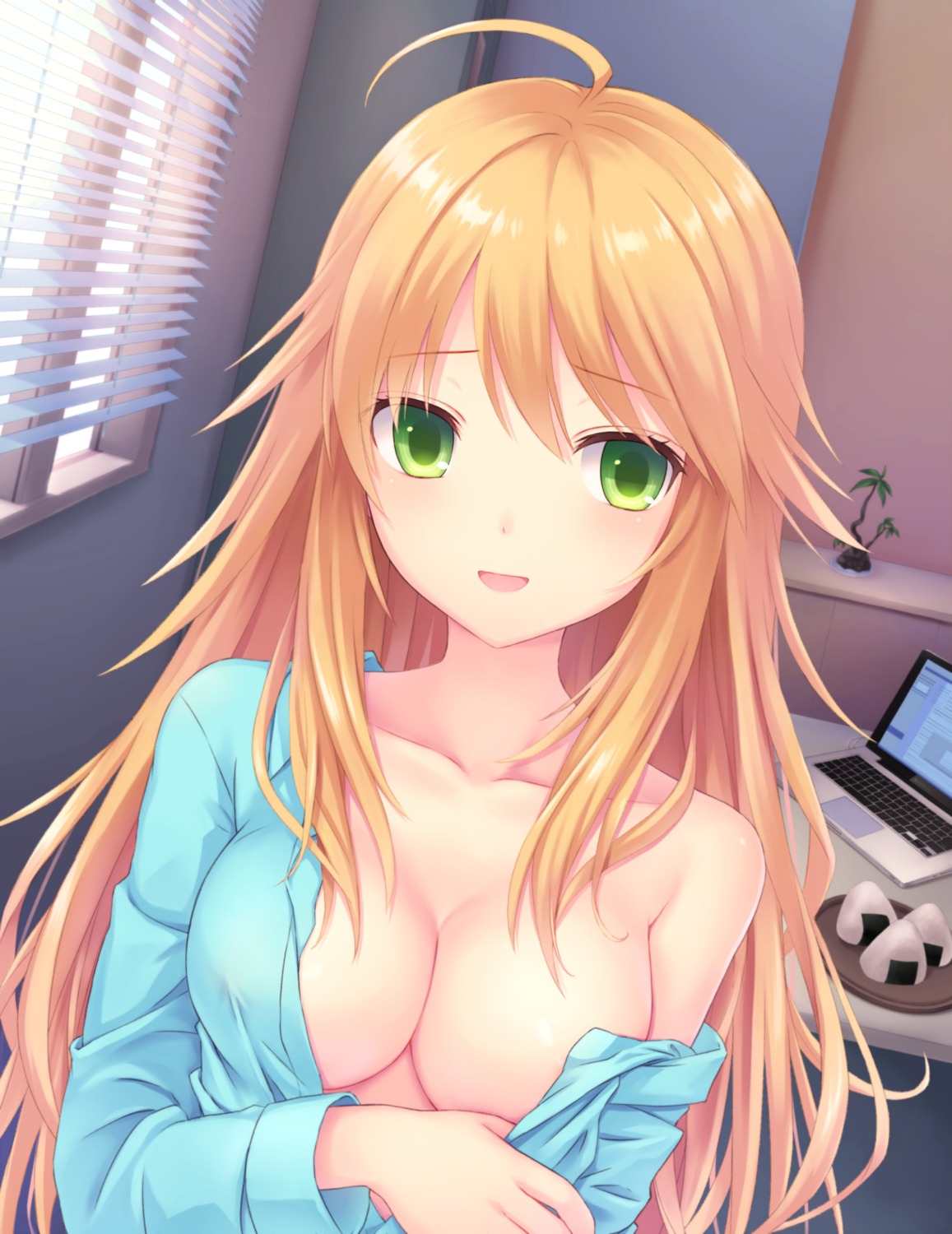 cleavage hoshii_miki n.g. no_bra open_shirt the_idolm@ster undressing