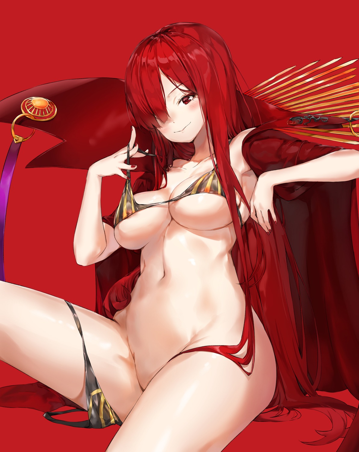 bikini demon_king_nobunaga fate/grand_order panty_pull pixel_(yuxian) swimsuits undressing