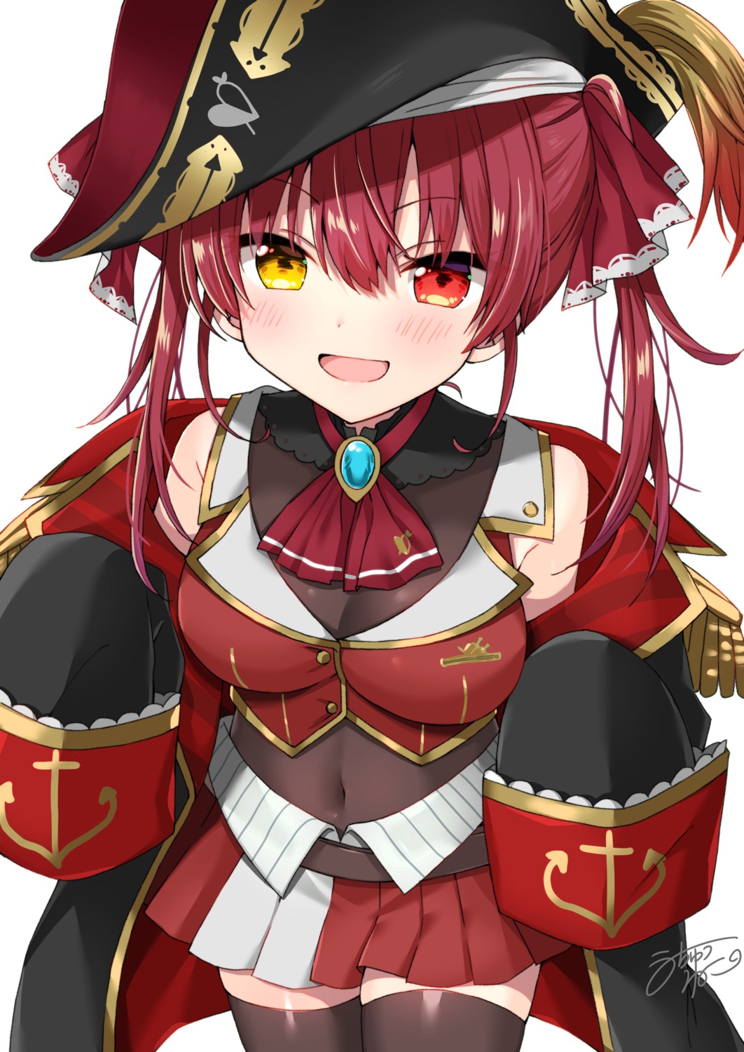 heterochromia hololive houshou_marine pirate see_through thighhighs uchuuneko