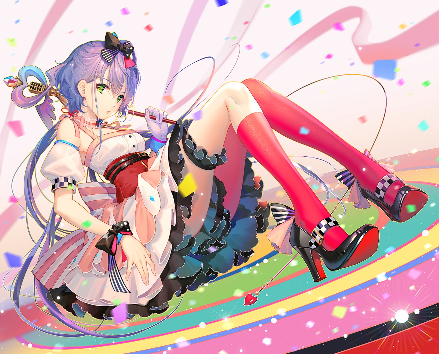 dress garter heels luo_tianyi tidsean vocaloid