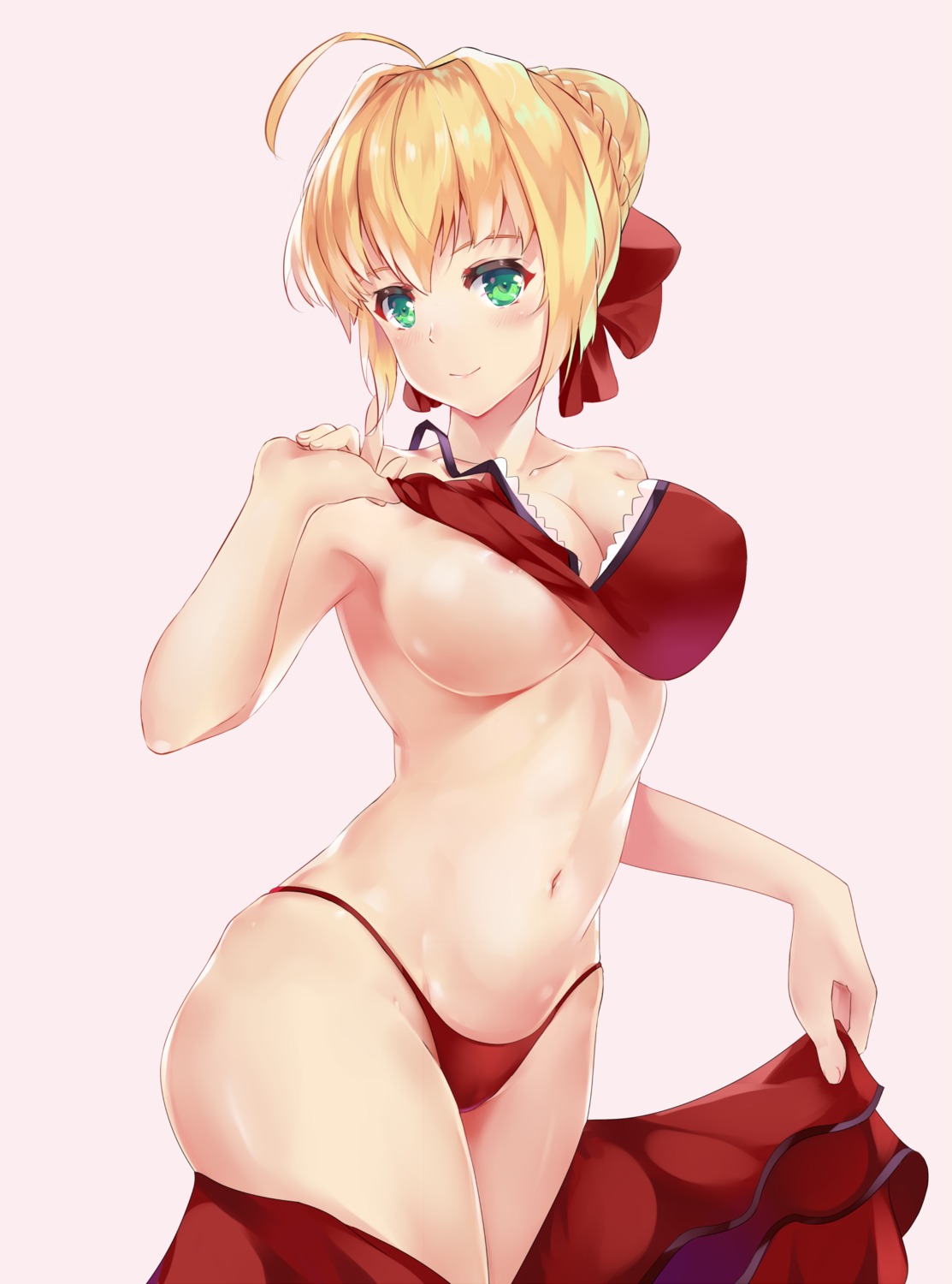 areola bra breasts fate/grand_order pantsu saber_extra undressing zombie-andy