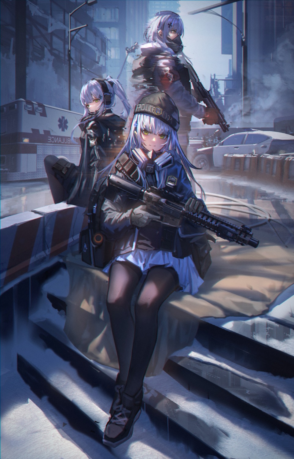 doren girls_frontline gun headphones hk416_(girls_frontline) pantyhose