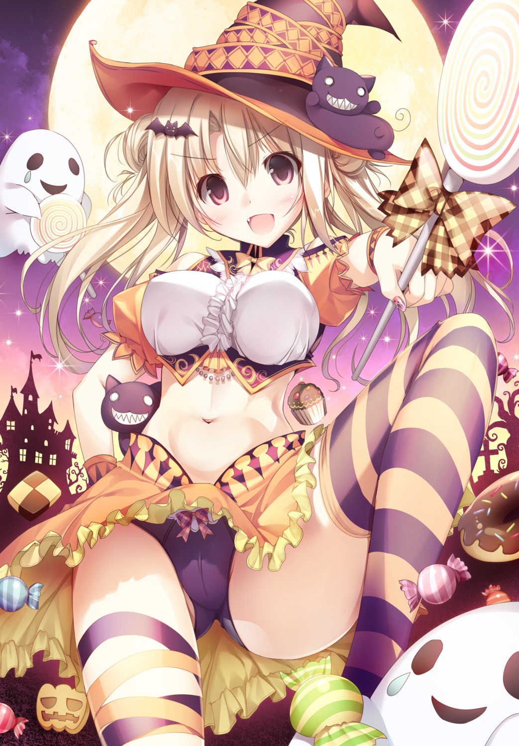 cameltoe halloween karory pantsu skirt_lift thighhighs witch