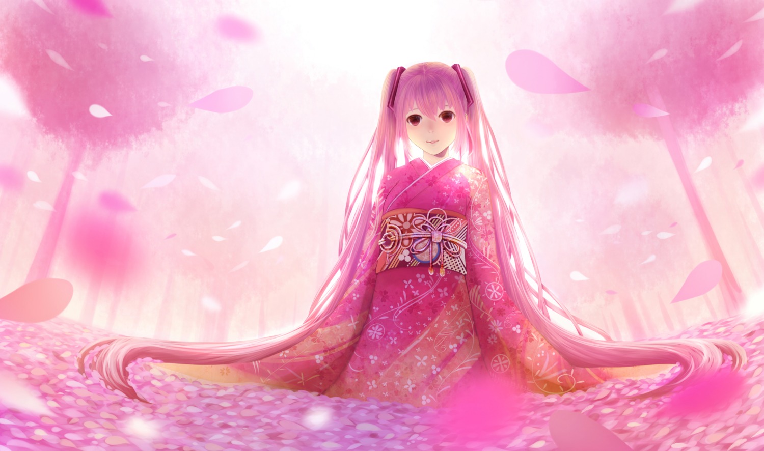 hatsune_miku kimono landscape photoshop sakimori sakura_miku vocaloid