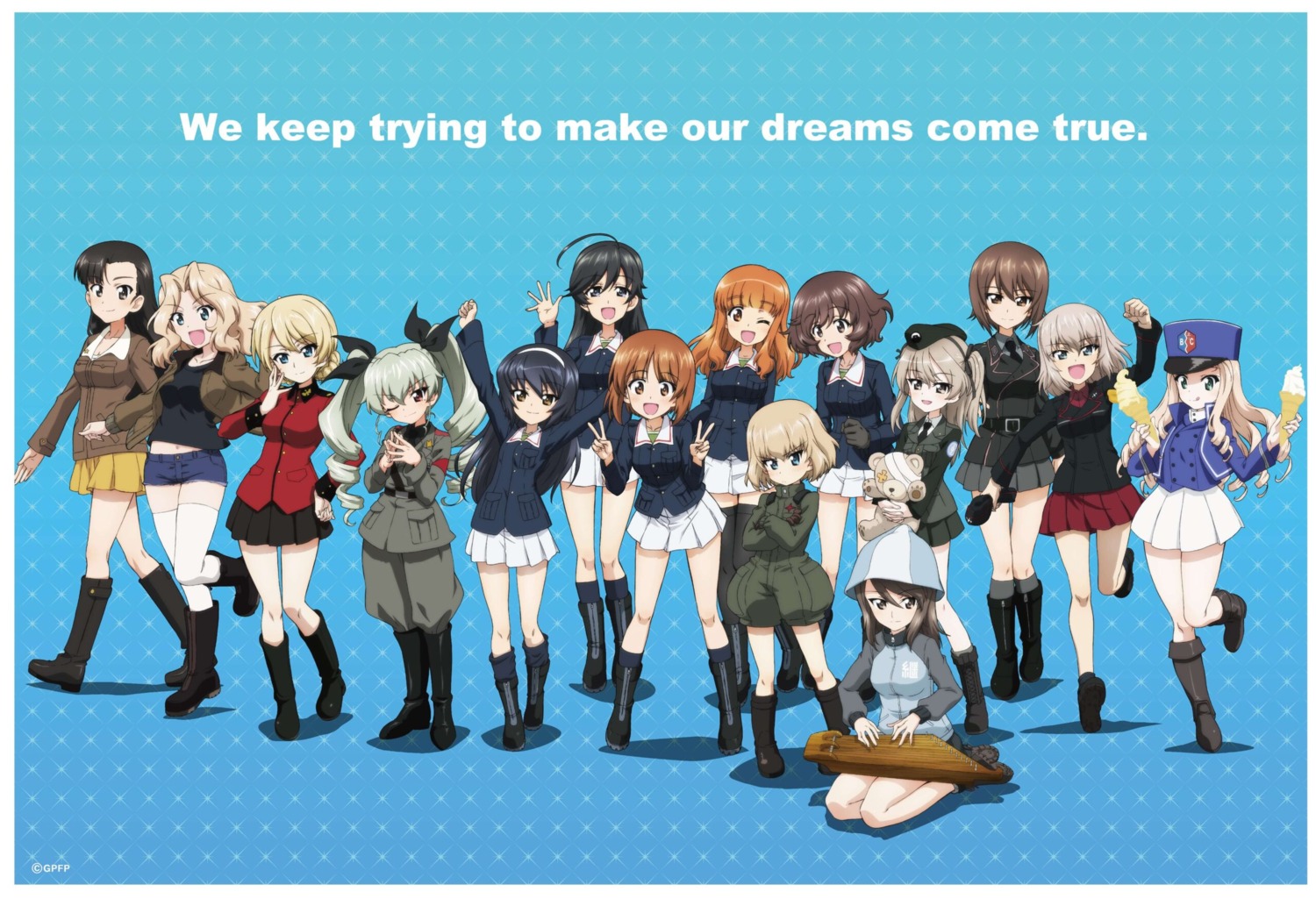 akiyama_yukari anchovy darjeeling girls_und_panzer isuzu_hana itsumi_erika katyusha kay_(girls_und_panzer) marie_(girls_und_panzer) mika_(girls_und_panzer) nishi_kinuyo nishizumi_maho nishizumi_miho reizei_mako shimada_arisu tagme takebe_saori thighhighs uniform