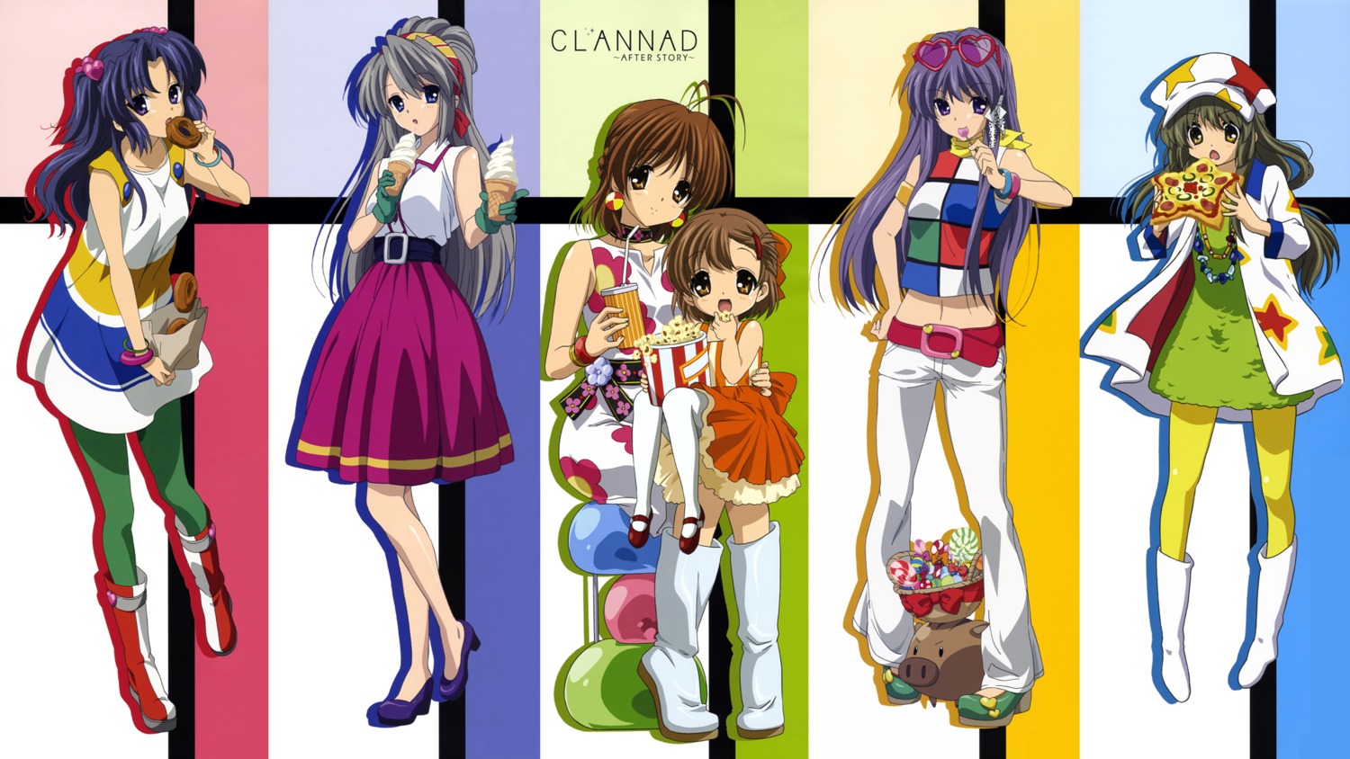 botan_(clannad) clannad dress fujibayashi_kyou furukawa_nagisa ibuki_fuuko ichinose_kotomi ikeda_kazumi okazaki_ushio pantyhose sakagami_tomoyo takahashi_mariko wallpaper