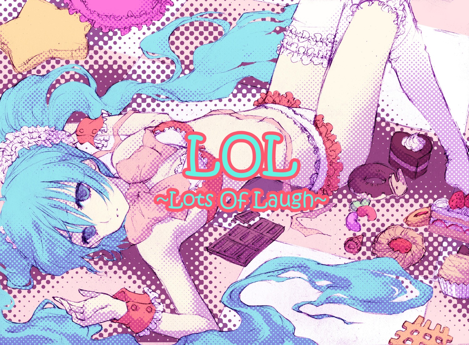 bra hatsune_miku lilith_bloody lingerie lots_of_laugh_(vocaloid) pantsu thighhighs vocaloid