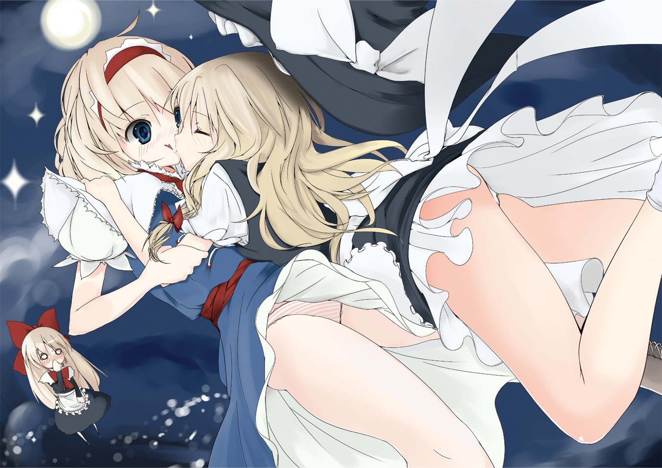 alice_margatroid kirisame_marisa pantsu shanghai_doll shimapan suzume_miku touhou yuri