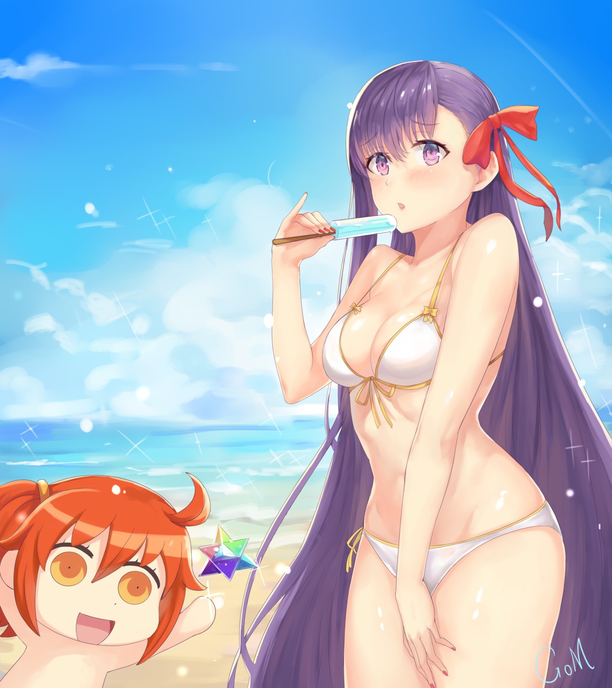 bb_(fate/extra_ccc) bikini chibi cleavage fate/grand_order fujimaru_ritsuka_(female) naked swimsuits xiao_miao