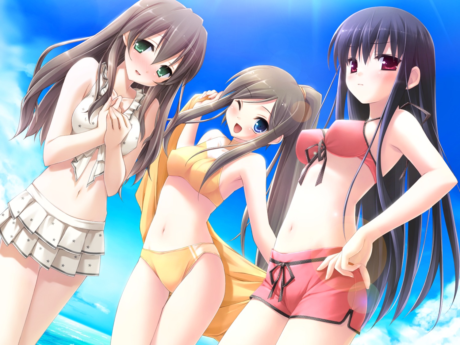 bikini cube erect_nipples game_cg itou_hinako kanekiyo_miwa kantoku miyazawa_midori natsu_no_ame segawa_rikako swimsuits