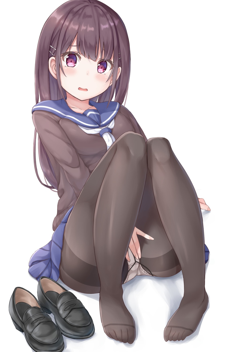 feet keiran_(ryo170) pantsu pantyhose seifuku skirt_lift sweater