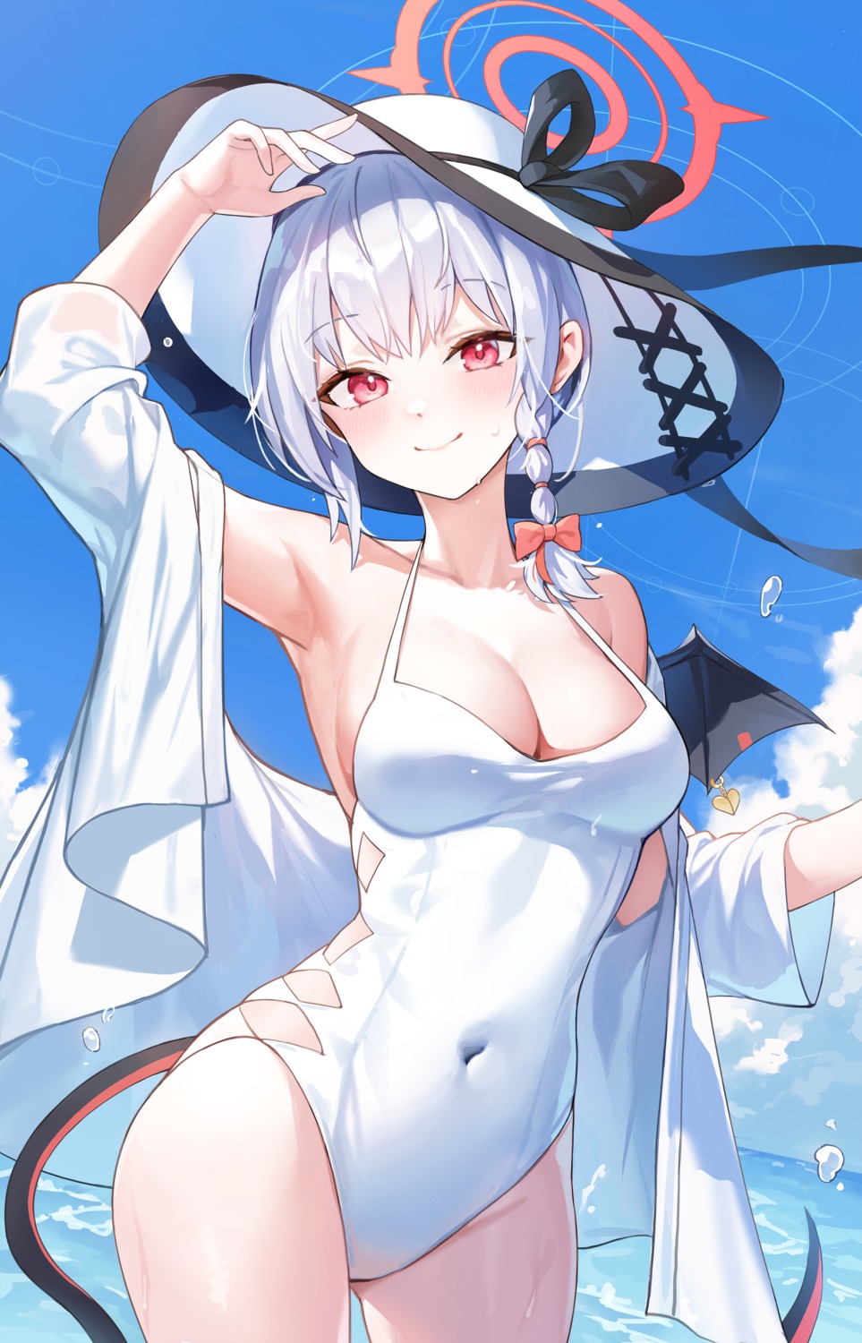 blue_archive devil esseppd halo kurodate_haruna swimsuits tail wings