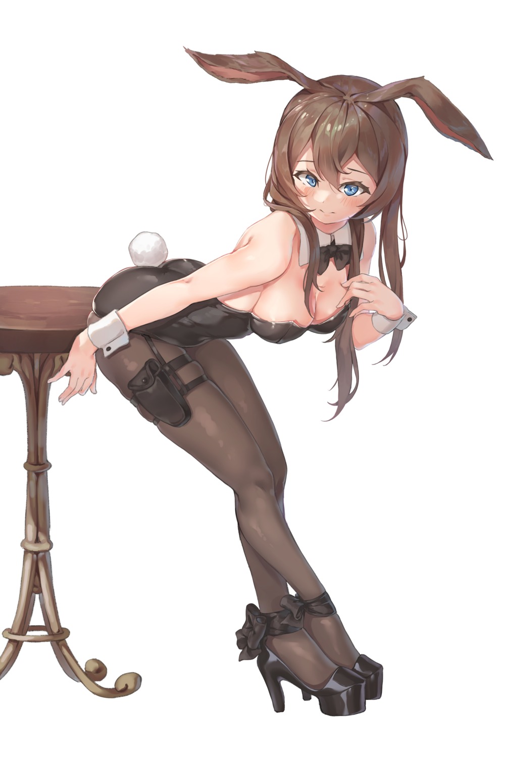 amiya_(arknights) animal_ears arknights bbeennoodle bunny_ears bunny_girl garter heels no_bra pantyhose tail