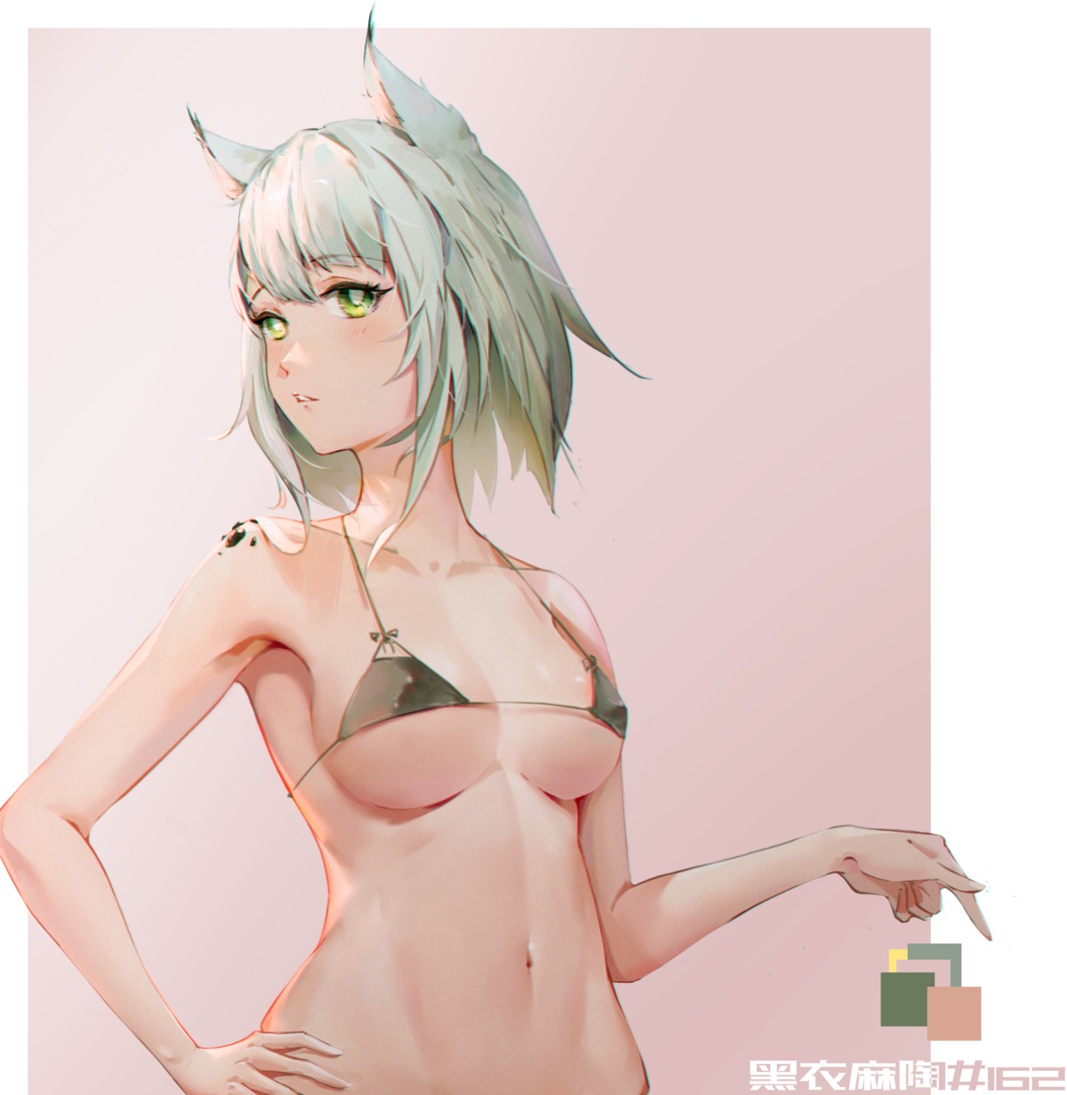 animal_ears arknights bikini_top erect_nipples kal'tsit_(arknights) swimsuits tagme tkkz