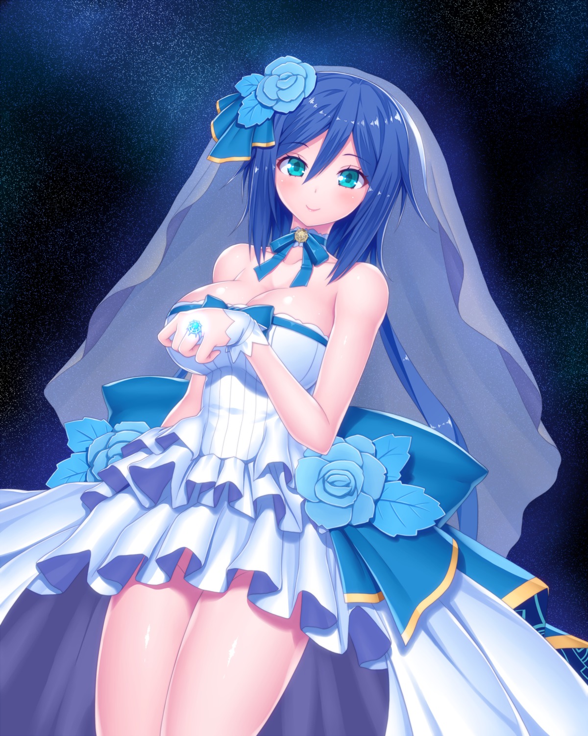 asamura_hiori cleavage dress nopan phantasy_star_online_2 wedding_dress