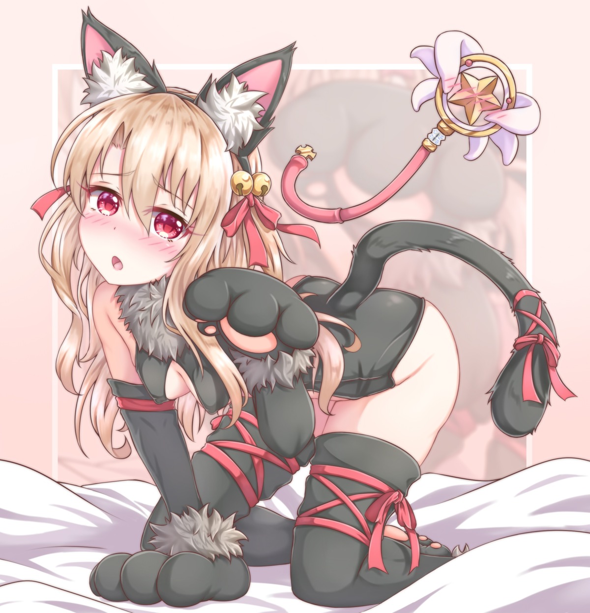 animal_ears cleavage erect_nipples fate/kaleid_liner_prisma_illya fate/stay_night illyasviel_von_einzbern leotard loli magical_ruby nekomimi no_bra tail thighhighs zongren