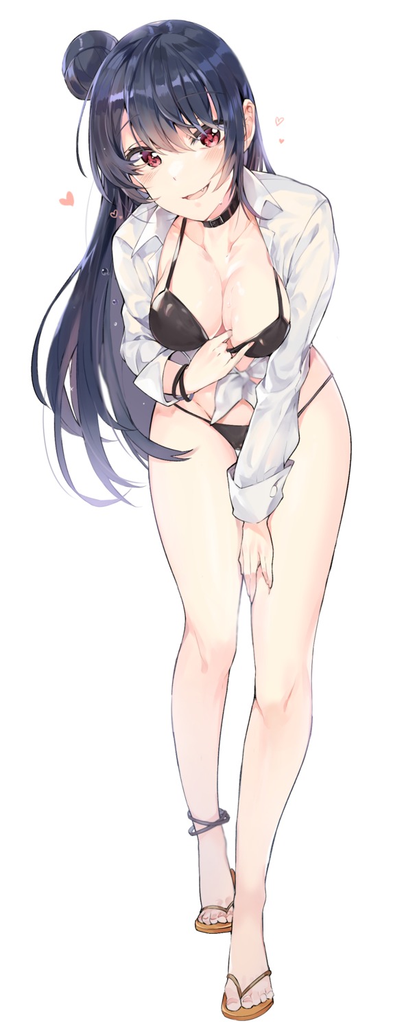 bikini cleavage love_live!_sunshine!! open_shirt swimsuits tsushima_yoshiko tuxedo_de_cat