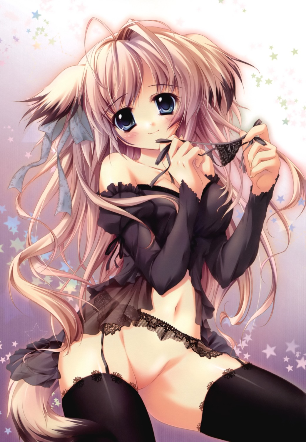 animal_ears garter_belt inumimi izumi_tsubasu nopan stockings tail thighhighs