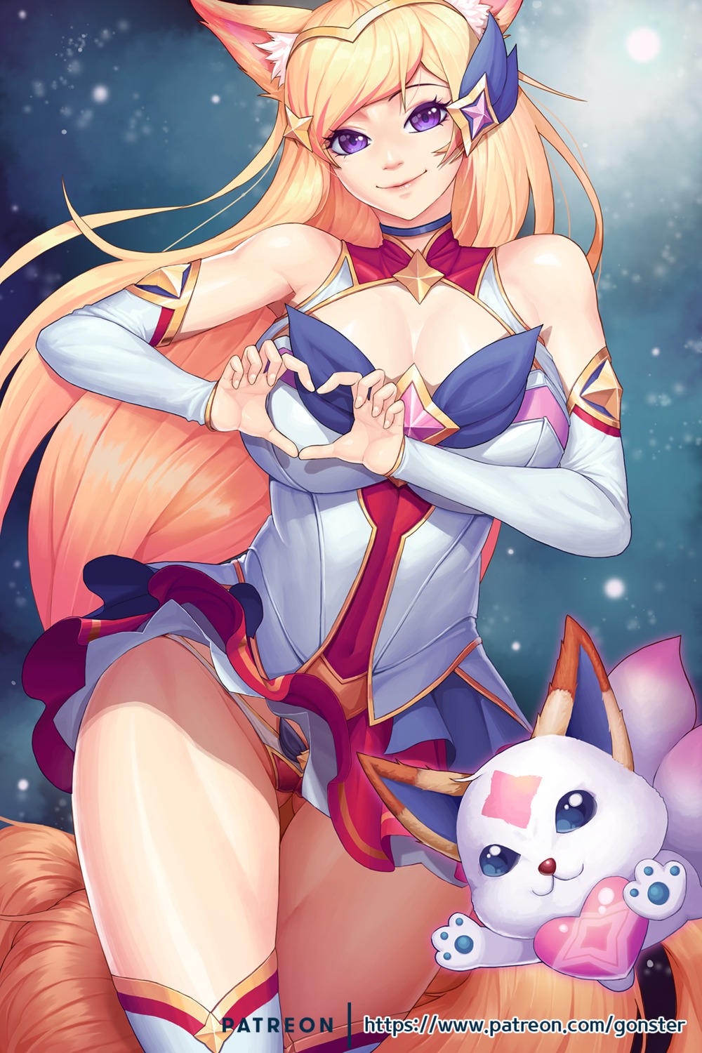 ahri animal_ears cleavage gonster league_of_legends pantsu tail thighhighs