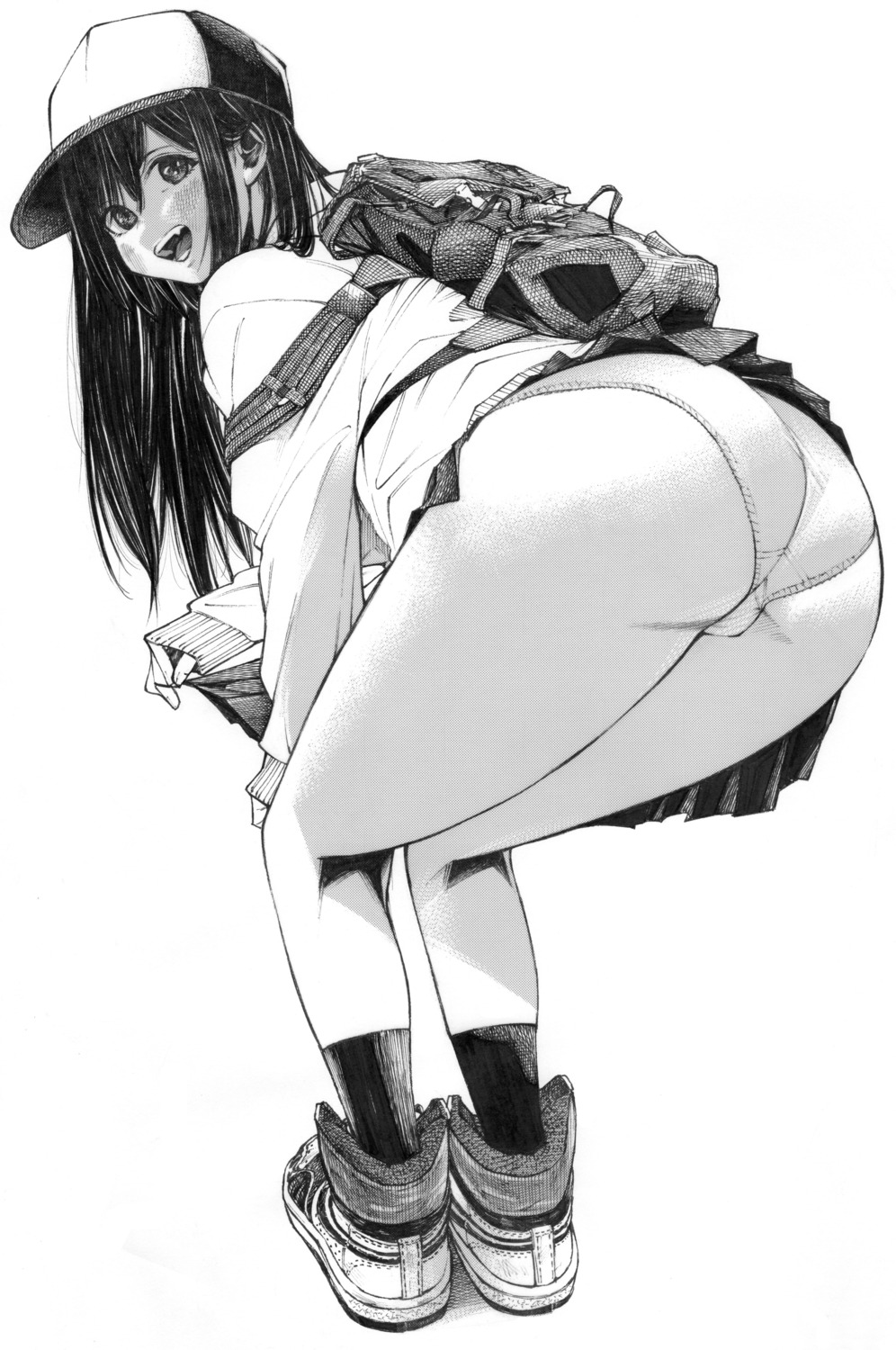 ass gagaimo monochrome pantsu seifuku skirt_lift sweater