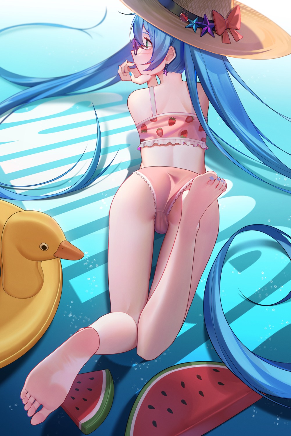 ass bikini feet hatsune_miku megane swimsuits vocaloid xingchee