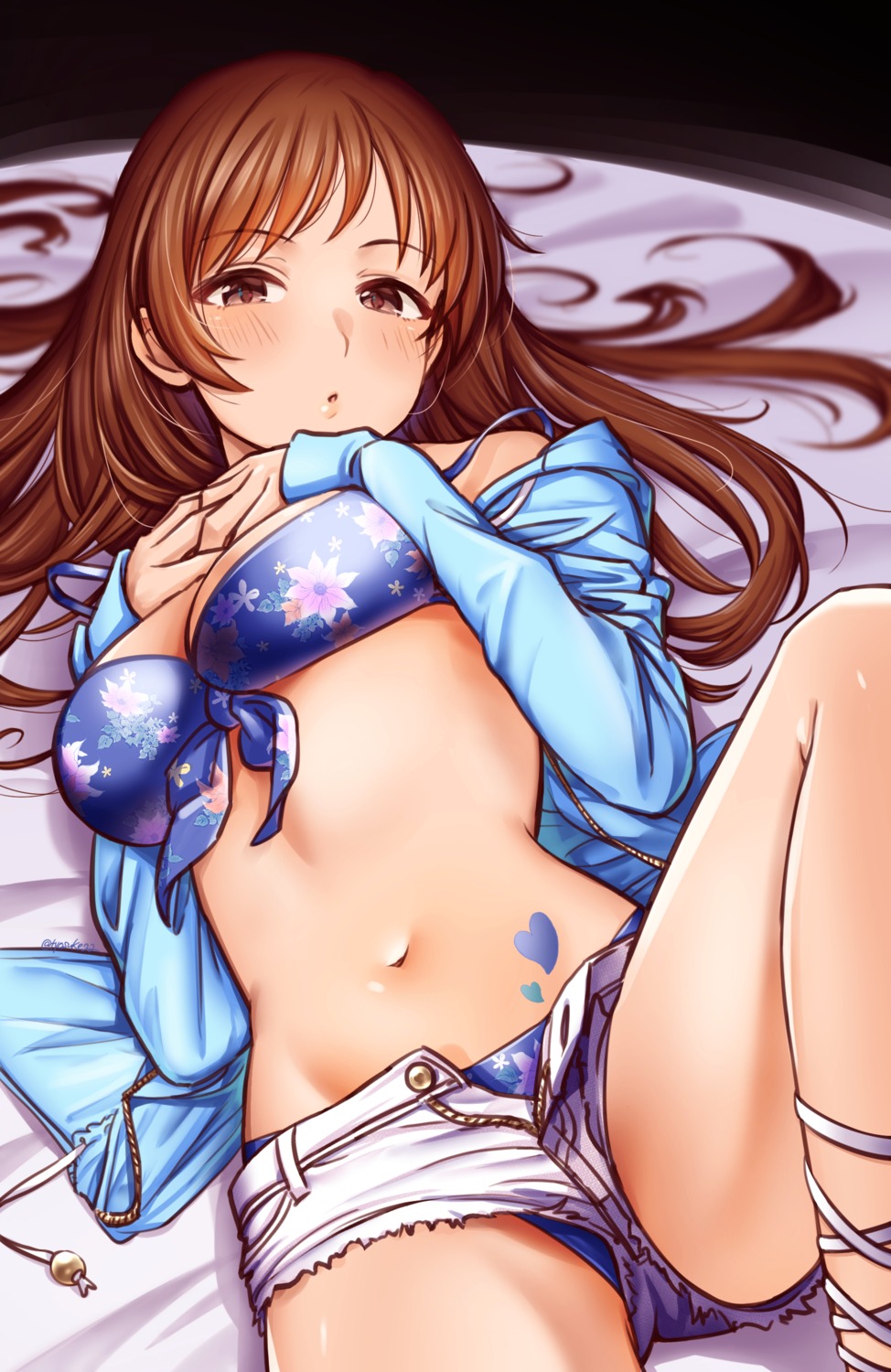 bikini chiyosuke_(nosuke21) nitta_minami open_shirt swimsuits tattoo the_idolm@ster the_idolm@ster_cinderella_girls