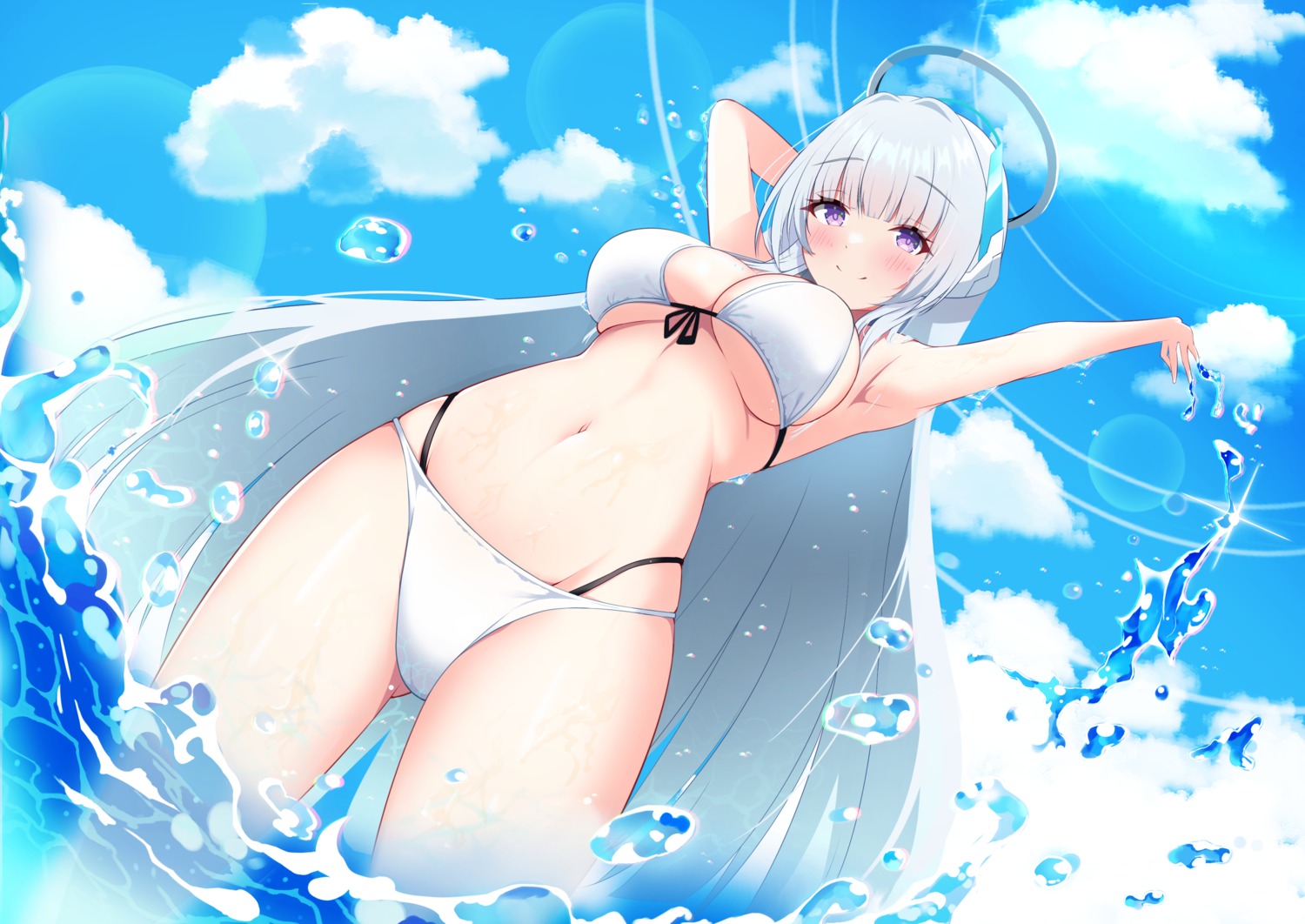 bikini blue_archive halo swimsuits ushio_noa wet yumemin_(yumemi5140)