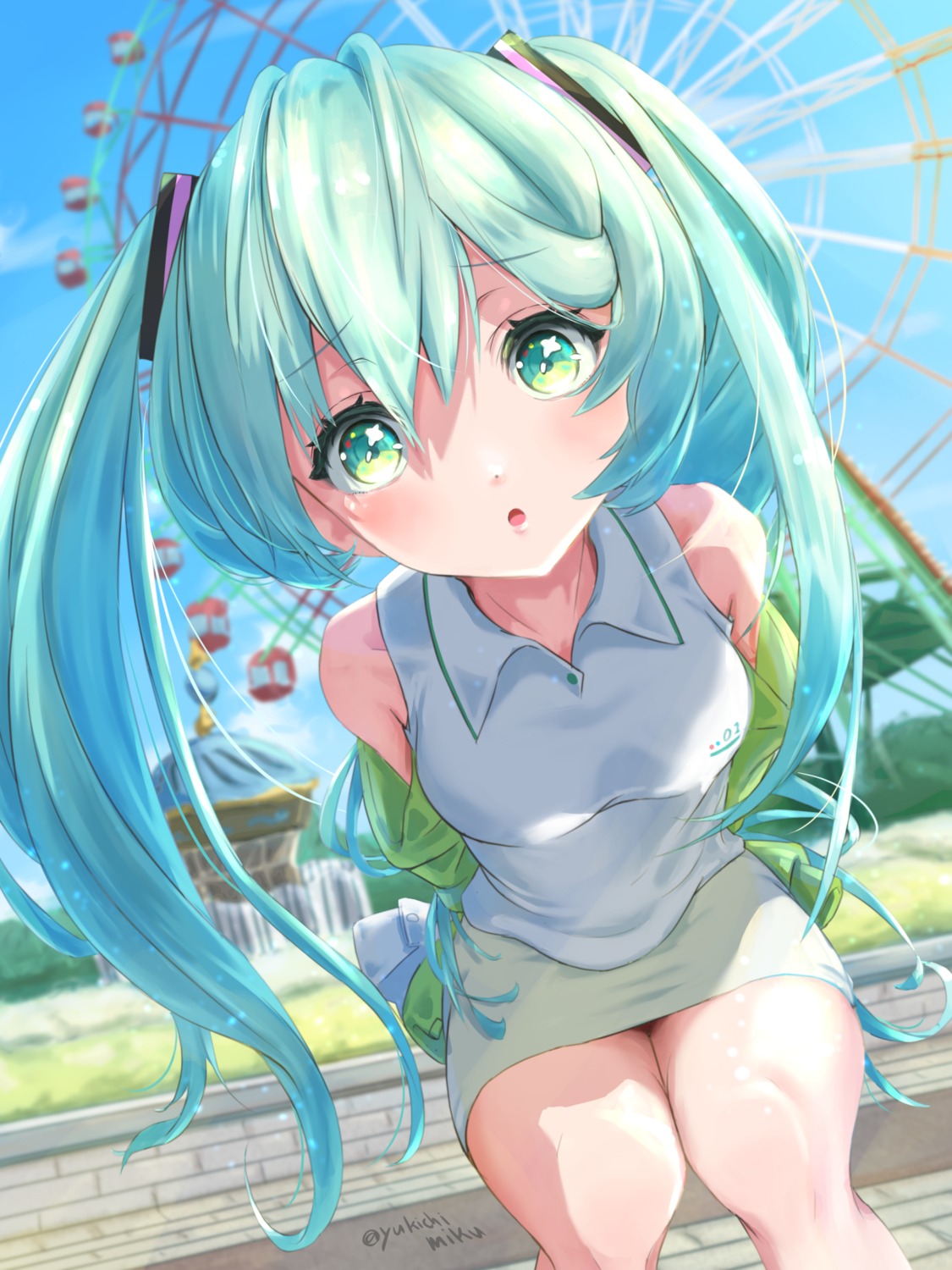 hatsune_miku skirt_lift vocaloid yukichi_(yukichi_miku)