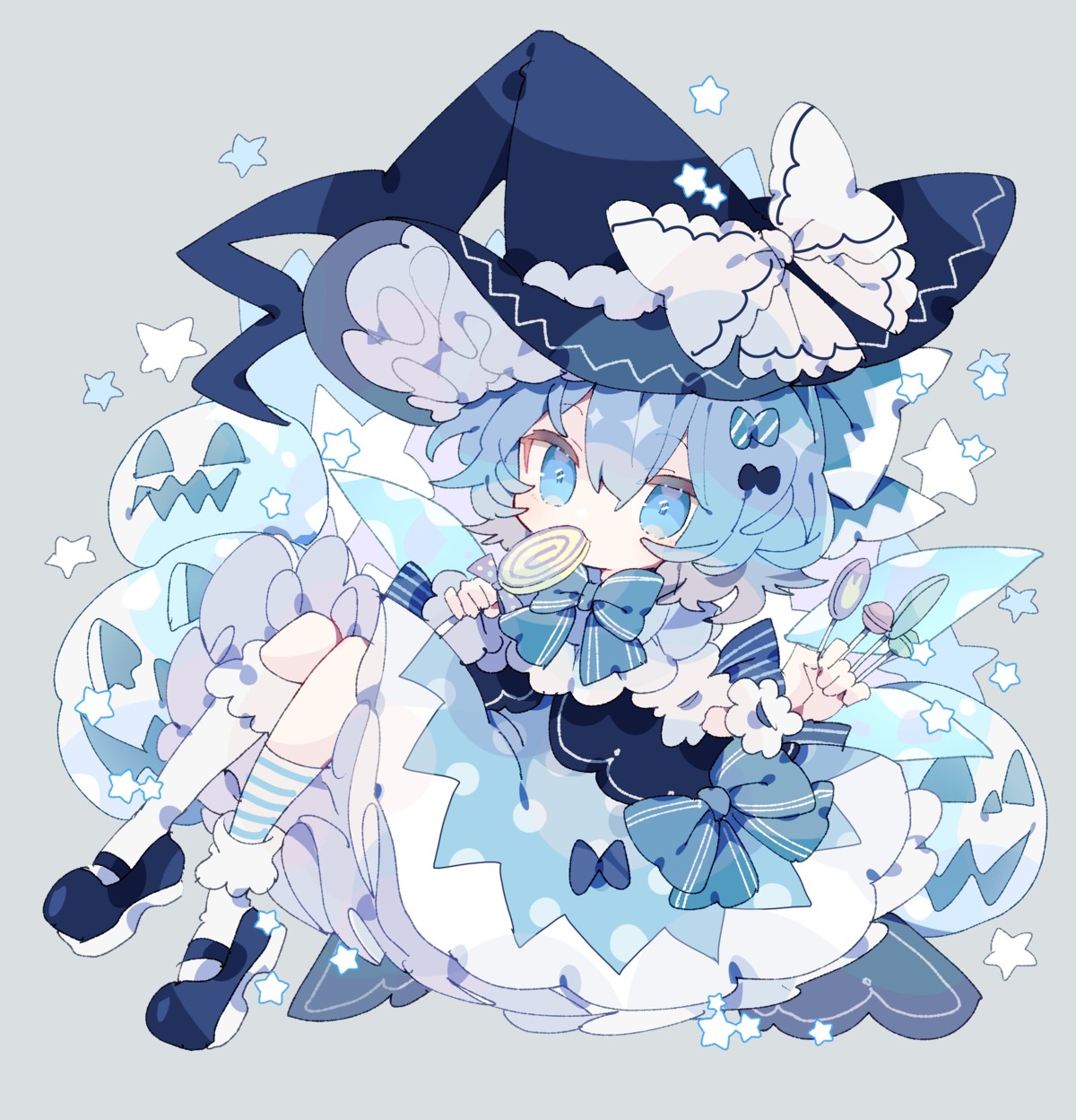 cirno dress halloween nikorashika skirt_lift touhou wings witch