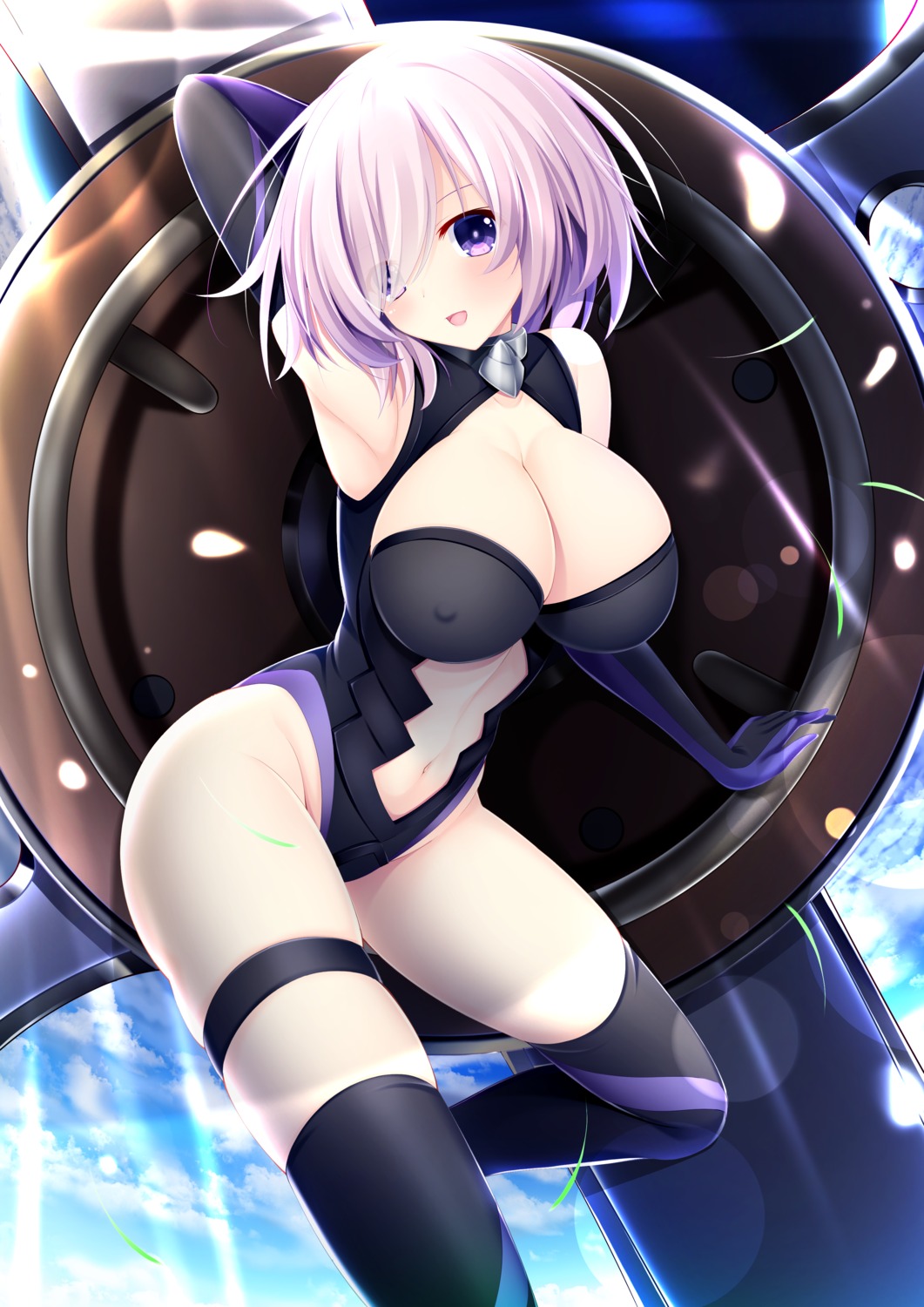 cleavage erect_nipples fate/grand_order garter kishimen leotard mash_kyrielight no_bra thighhighs