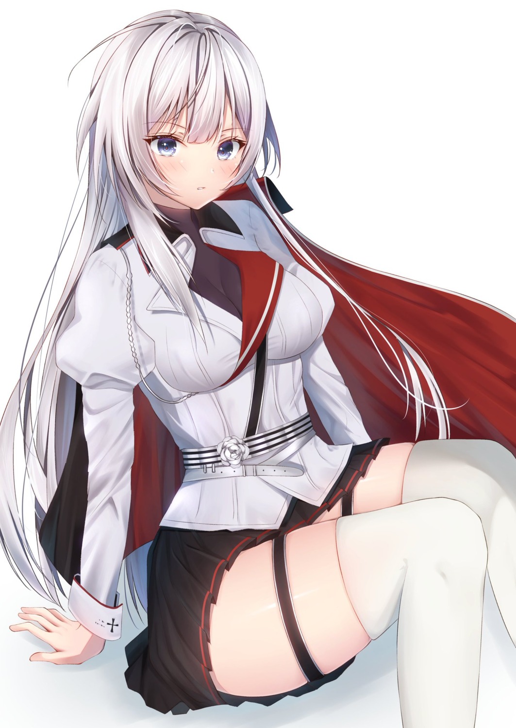 ayakura_maki azur_lane garter mainz_(azur_lane) skirt_lift thighhighs uniform