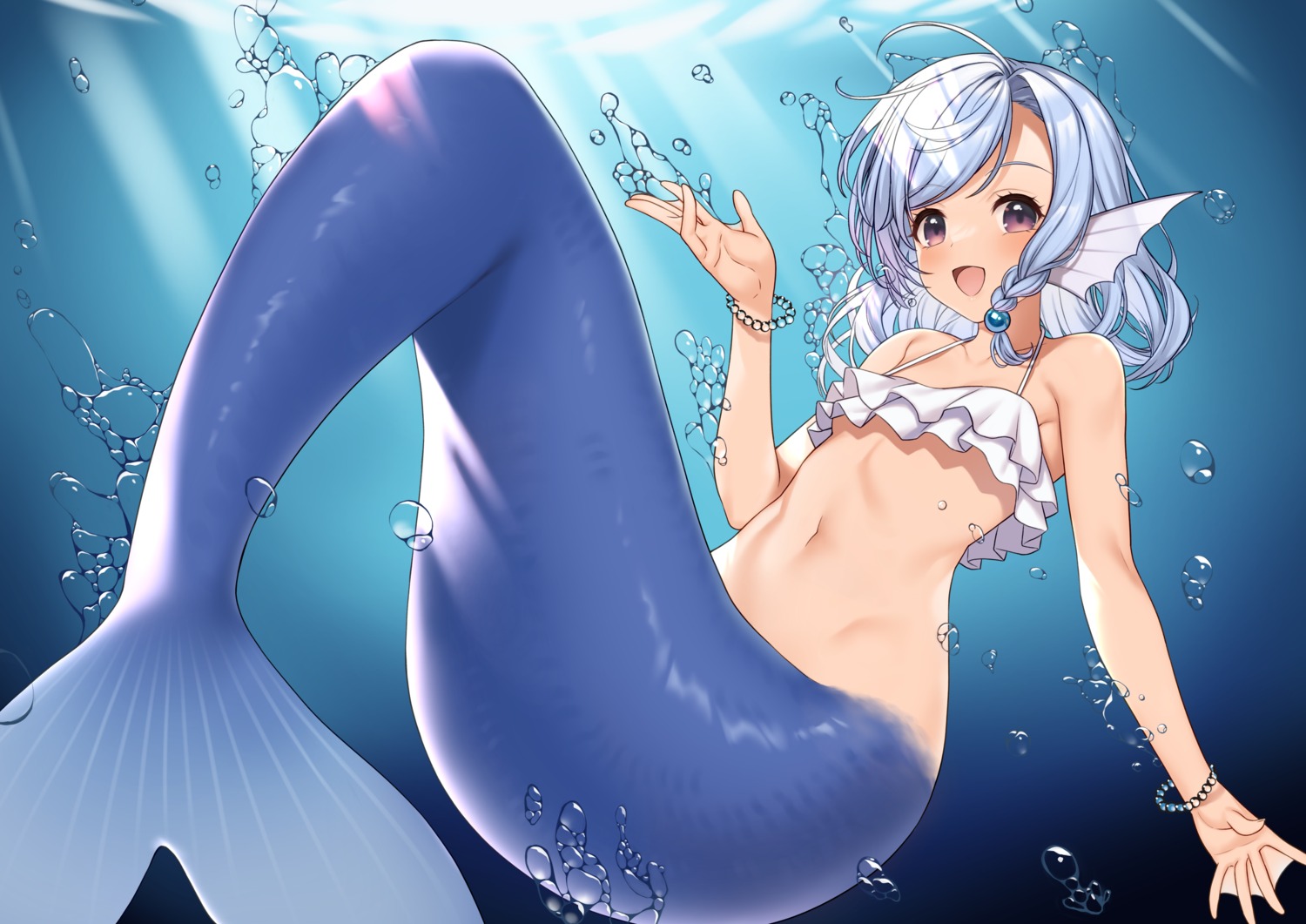 animal_ears bikini elliot_leucosia enjo_kouhai mermaid monster_girl swimsuits takunomi