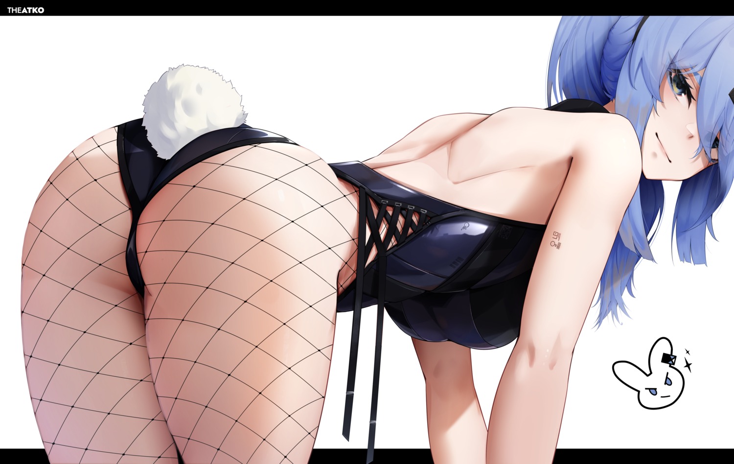 ass bunny_girl fishnets no_bra pantyhose tail tattoo the_atko