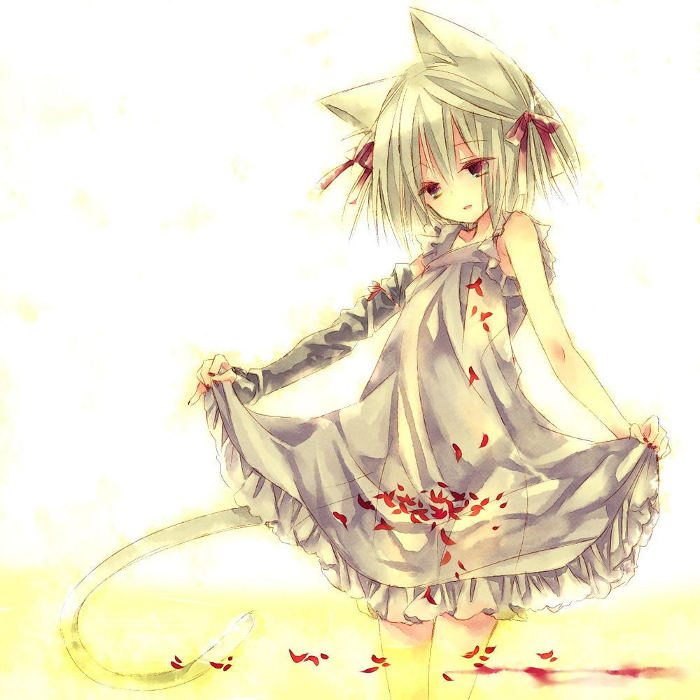 animal_ears dress nekomimi otsuo summer_dress tail