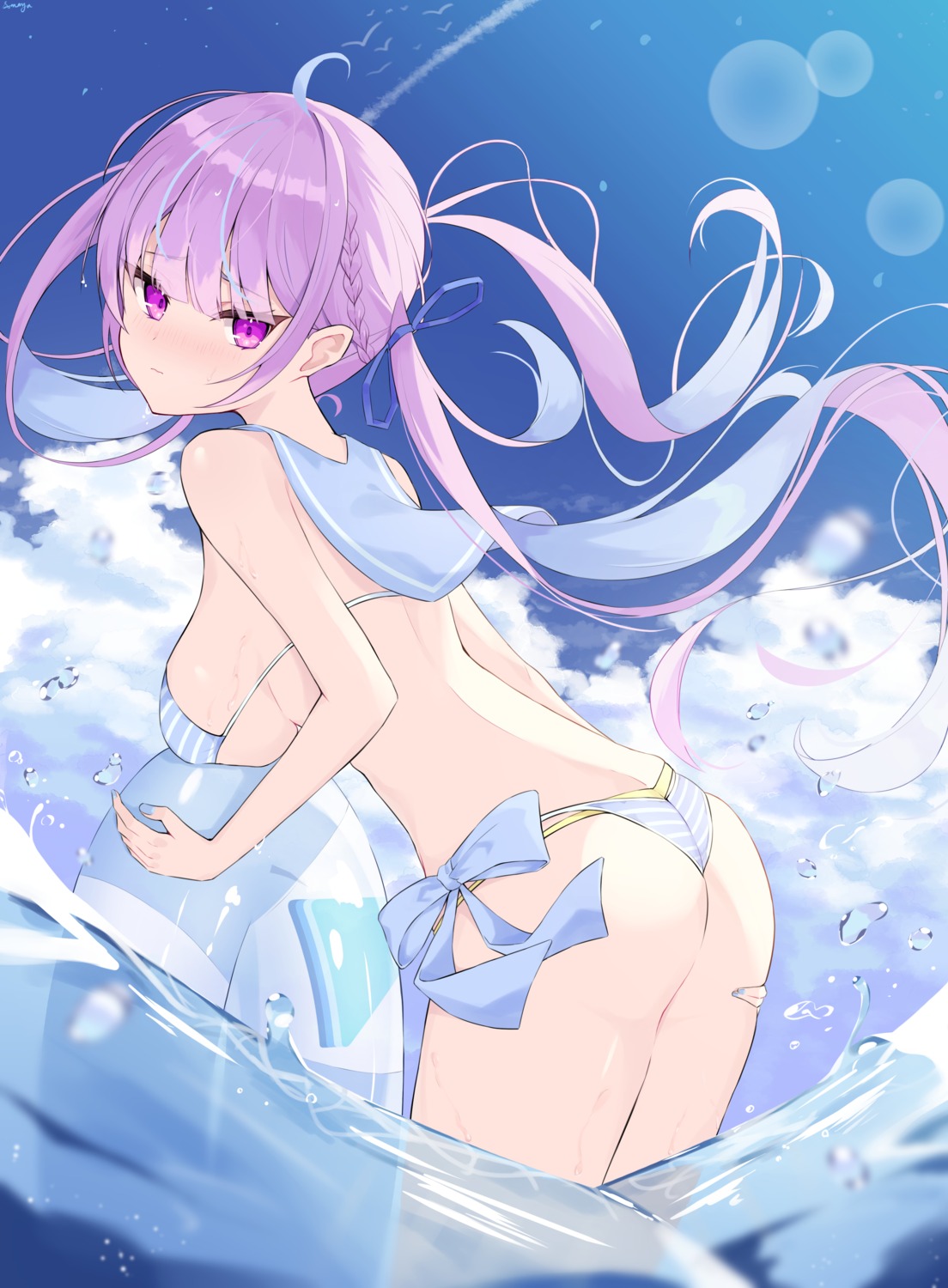 ass bikini hololive minato_aqua somnya swimsuits thong wet