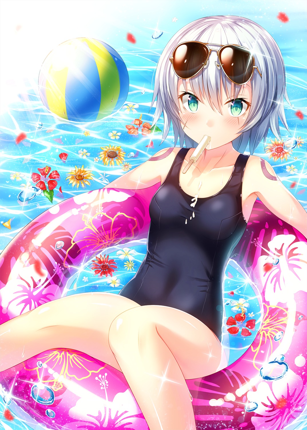 cream fate/apocrypha fate/grand_order fate/stay_night jack_the_ripper megane school_swimsuit sunsuke swimsuits tattoo wet