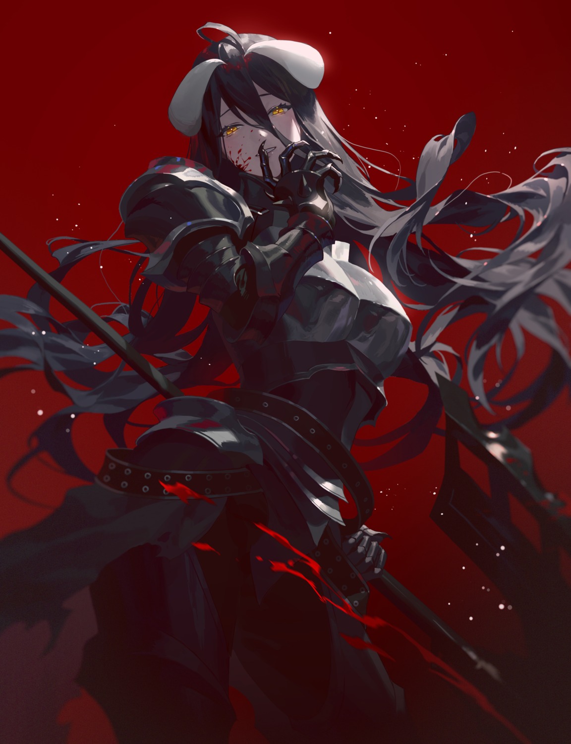 albedo_(overlord) armor blood fajyobore horns overlord weapon