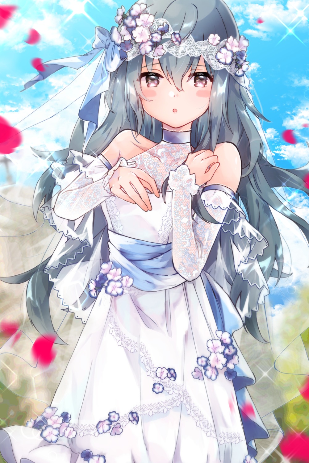 breast_hold dress g11_(girls_frontline) girls_frontline lenuzip see_through wedding_dress