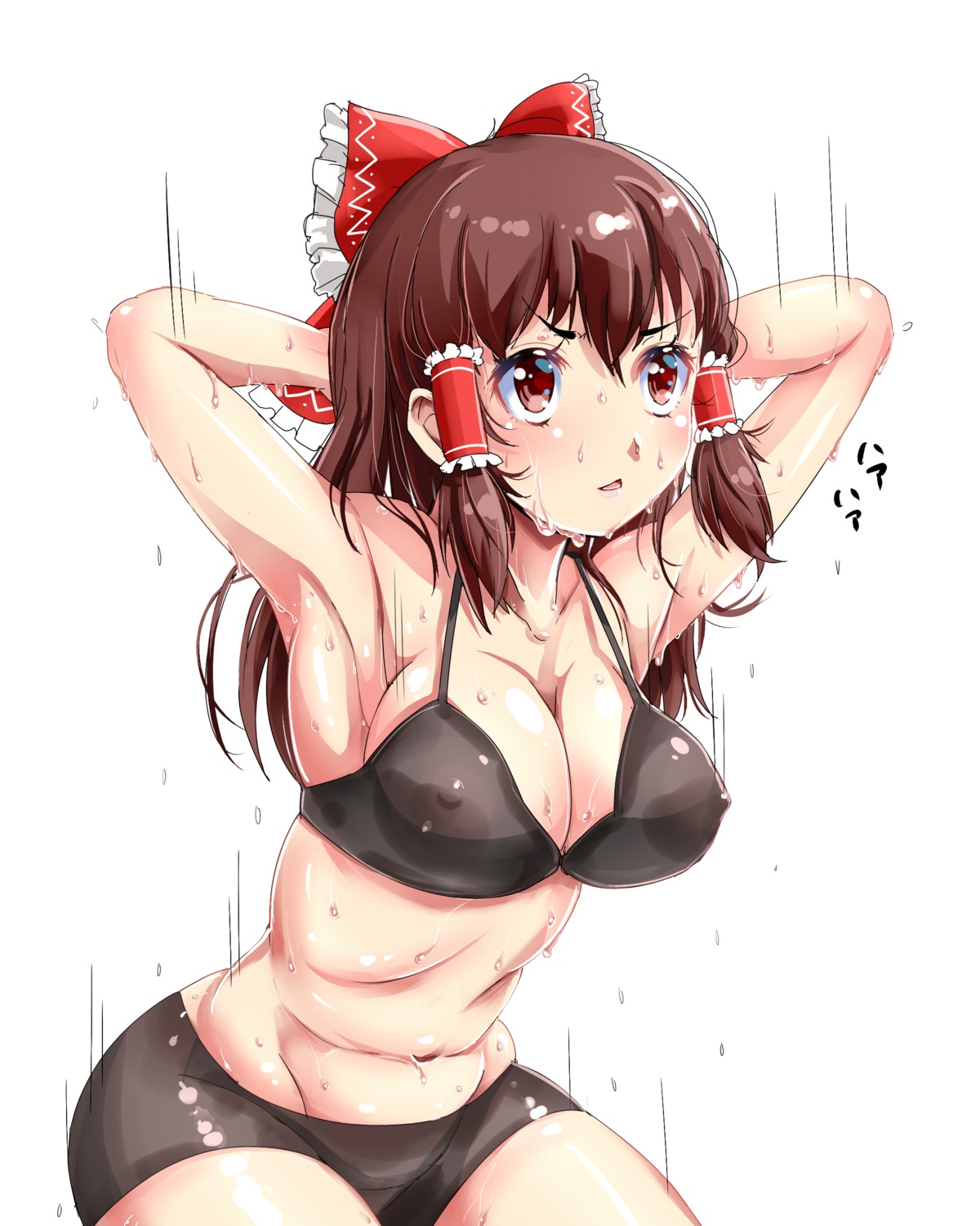 bra erect_nipples hakurei_reimu kntrs_(knyrs) lingerie touhou wet