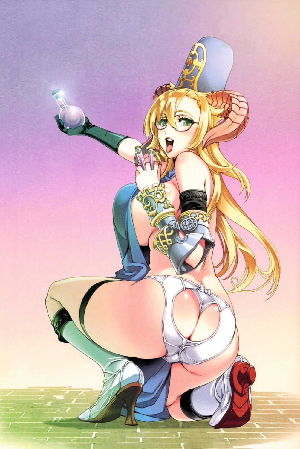 ass heels horns mammon_(the_seven_deadly_sins) megane niθ no_bra pantsu the_seven_deadly_sins