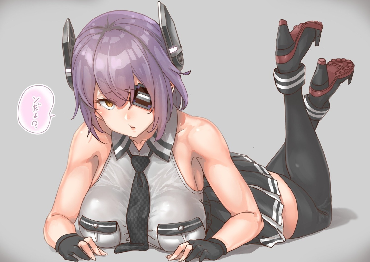 eyepatch heels kantai_collection seifuku tenryuu_(kancolle) thighhighs uru_(uru0000)