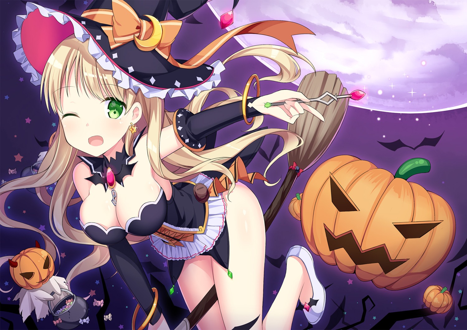 amemiya_ruki cleavage halloween witch