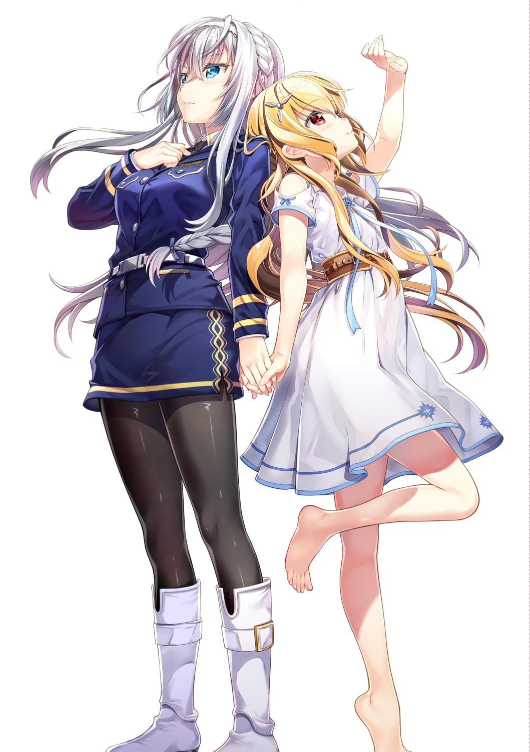 dress fujima_takuya pantyhose senyoku_no_sigrdrifa senyoku_no_sigrdrifa:_rusalka uniform yuri