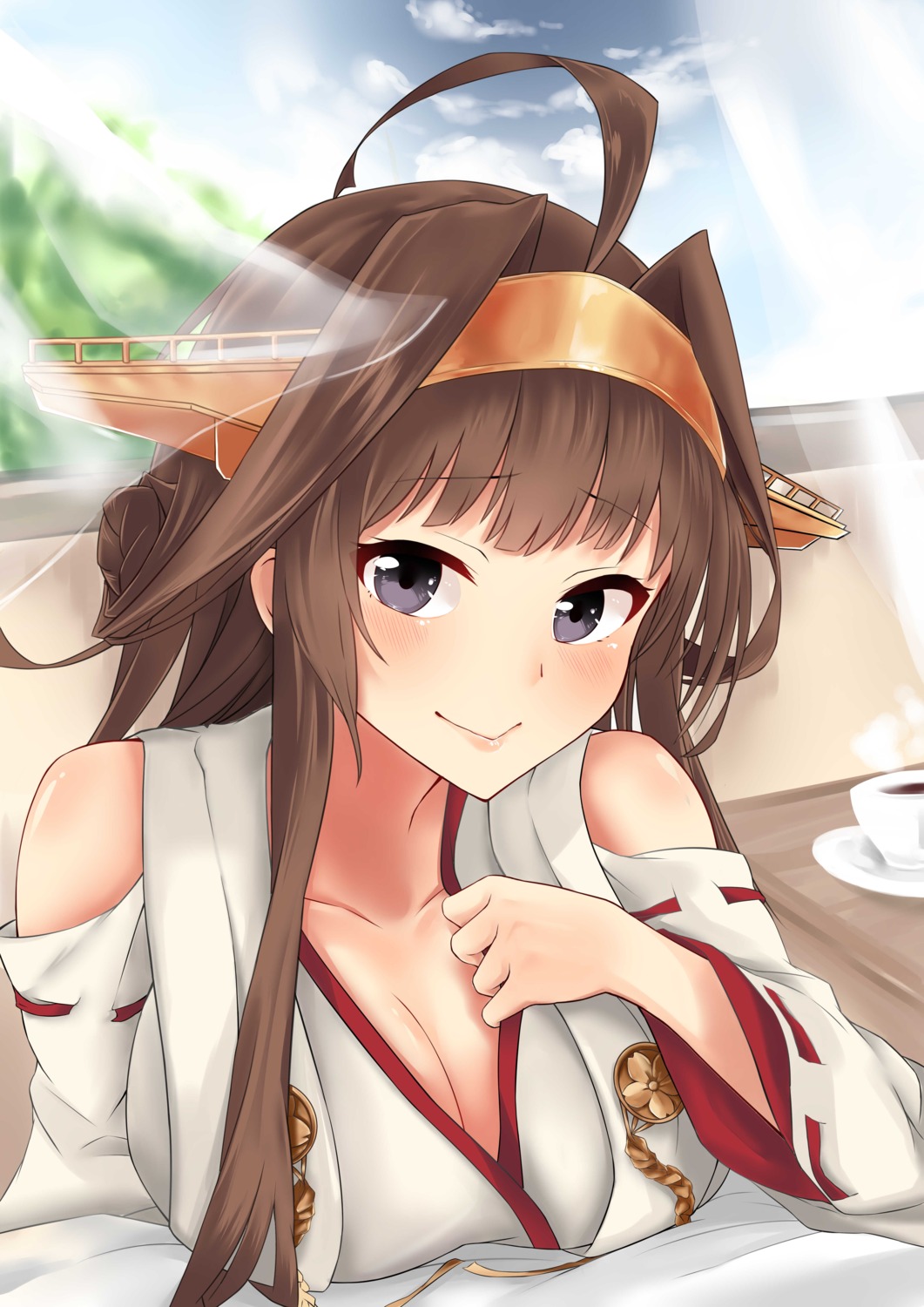 ccc3360 cleavage japanese_clothes kantai_collection kongou_(kancolle)