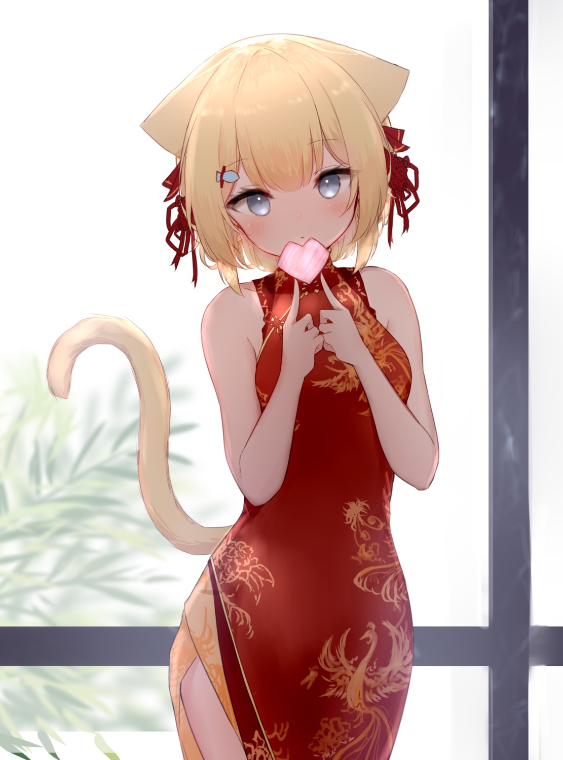 animal_ears chinadress guo582 hanazono_serena hanazono_serena_(channel) nekomimi tail