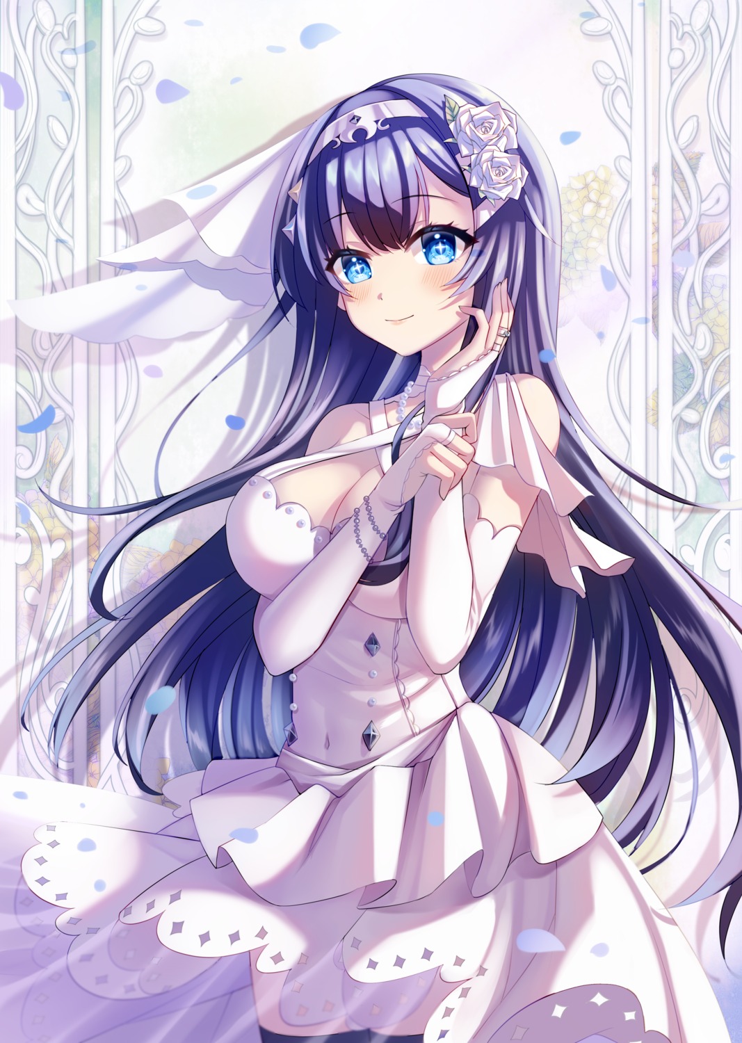 cleavage dress golden_goblin7 hololive hololive_china rosalyn see_through skirt_lift thighhighs wedding_dress