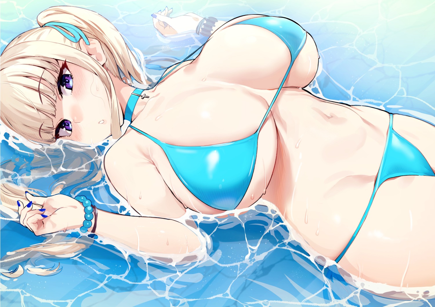 bikini iku_(ikuchan_kaoru) lina_bell_roll swimsuits wet