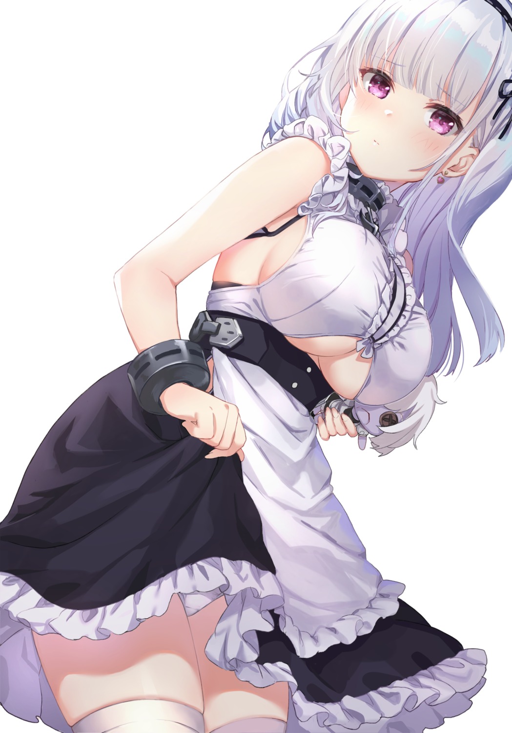 azur_lane dido_(azur_lane) kon_(k0n16) maid no_bra pantsu skirt_lift thighhighs underboob