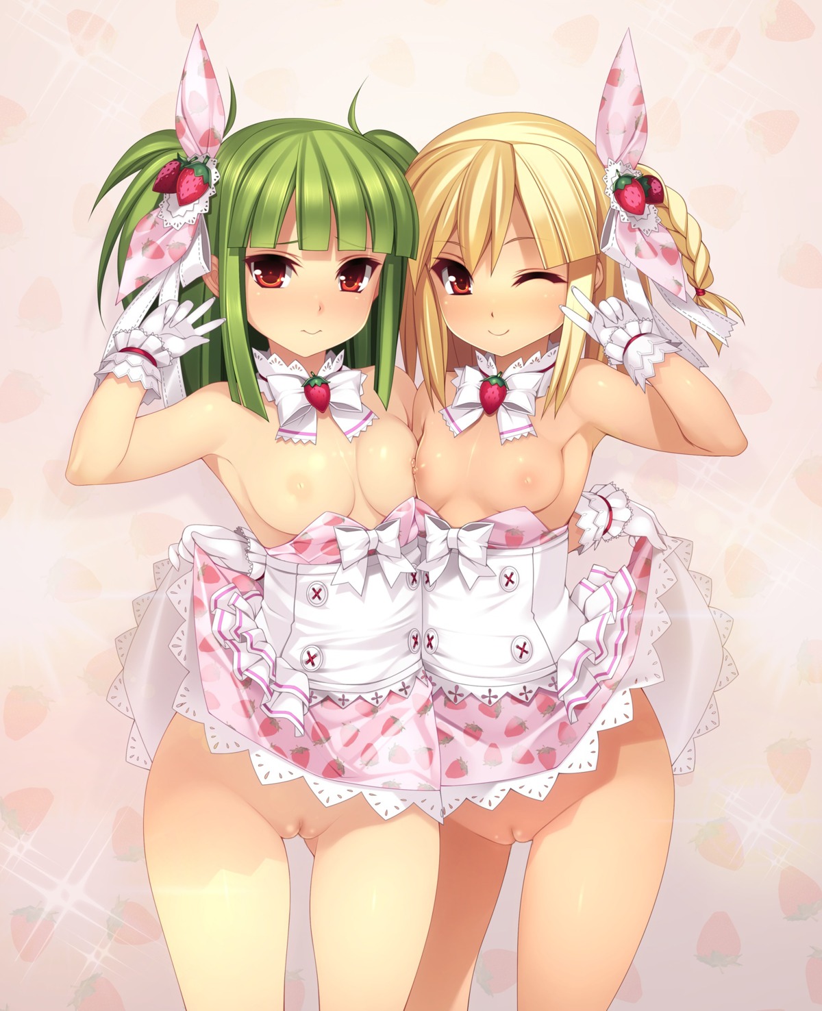 beatmania beatmania_iidx breasts kinoshita_ichi loli nipples no_bra nopan pussy skirt_lift symmetrical_docking tsugaru uncensored xia